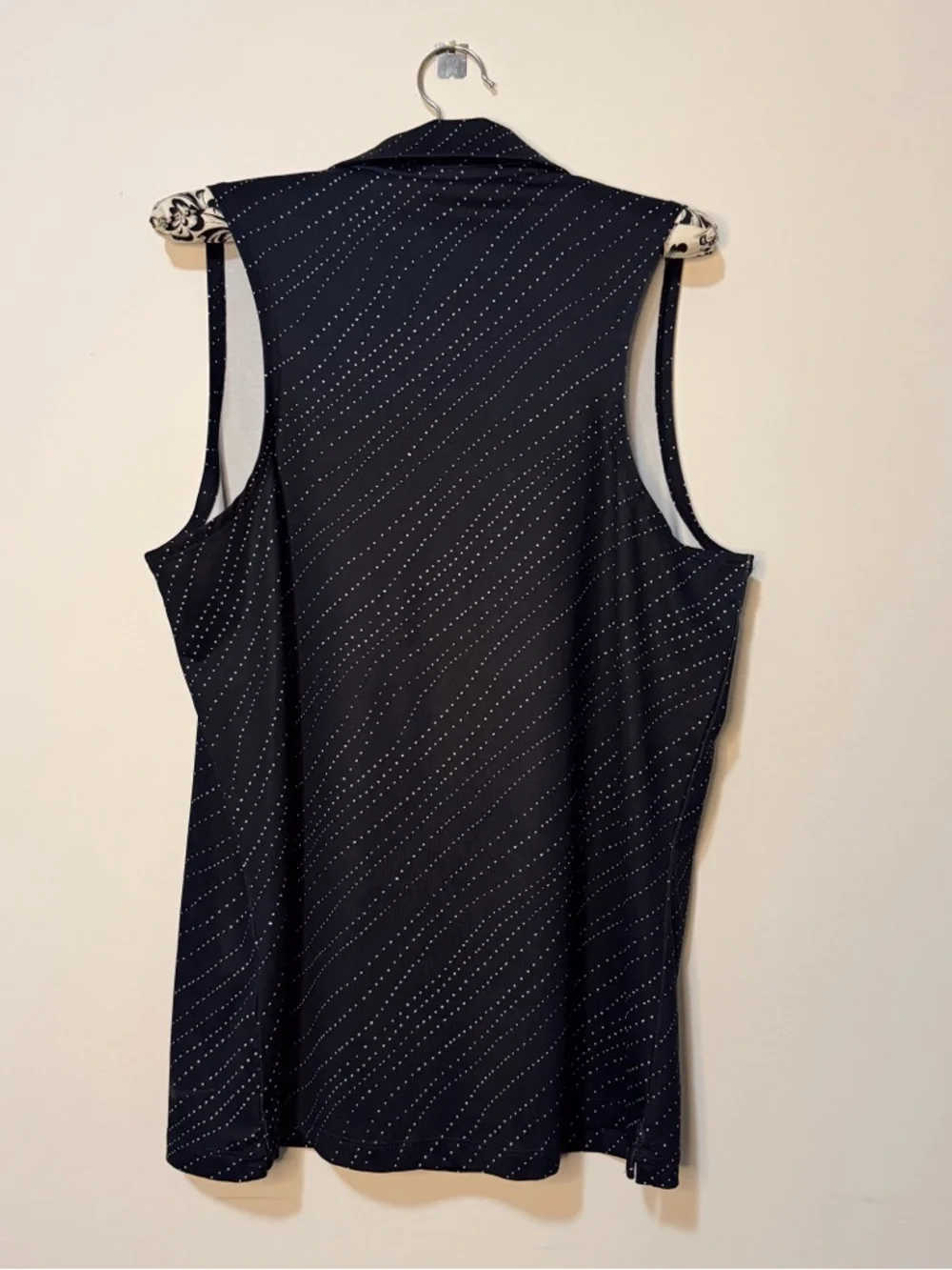 Nike Dri-FIT Women's Athletic Polo Tank - Black with White Dot Print Medium - Picture 5 of 6